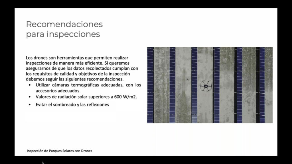 Recomendaciones para inspecciones con drones en parques solares.